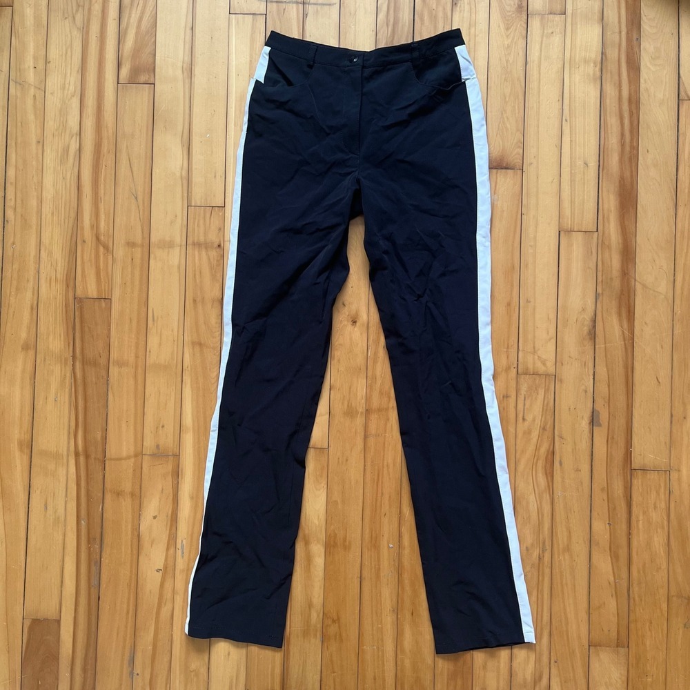 Gianni Versace Vintage Black White Side Stripe Nylon Trousers IT 42 US 6